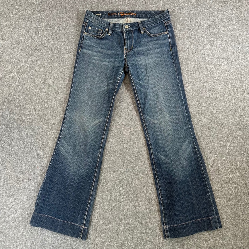 Fidelity Jeans Womens 28 Hyacinth Low Waist Trouser Blue Flare Stretch Denim
